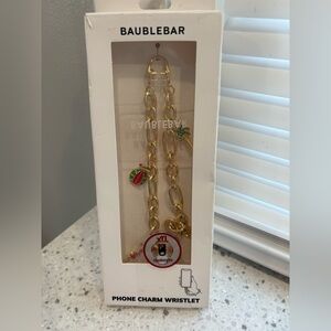 NIB BaubleBar Fruit Charm" Gold Chain Phone Charm